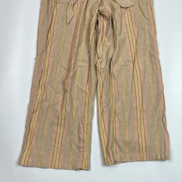 American Eagle Linen Blend Stretch Waist Striped Wide Leg Pants Medium NWOT - Picture 4 of 14